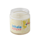 "Inhale exhale" soy wax candle in clear glass jar