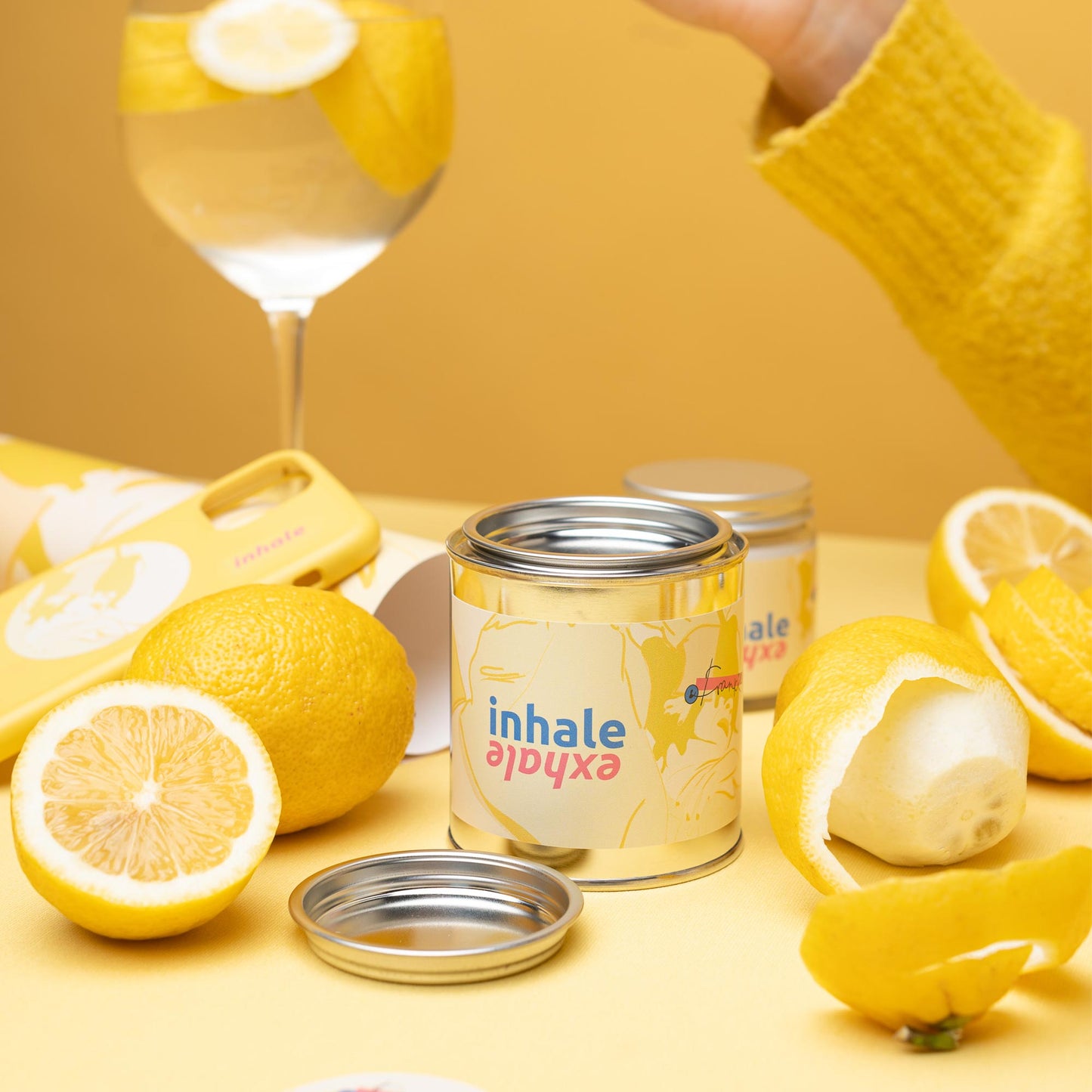 "Inhale exhale" soy wax candle in a metal can